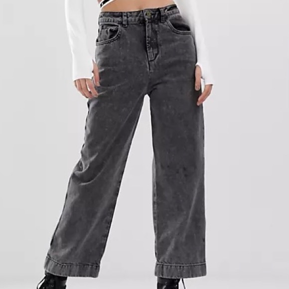 ASOS COLLUSION x 007 High-Rise Wide Legged jeans in Washed Black Fits like SzSm - Picture 1 of 8